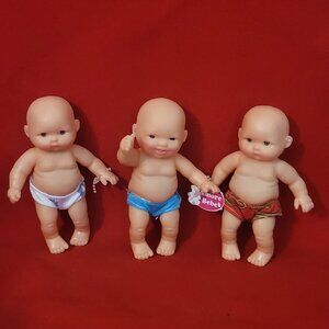 Amore Bebe Vinyl Posable Baby Dolls Newborn Set of 3